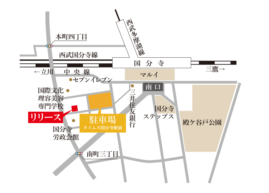 当店と駐車場（コインパーキング）位置イラストマップ